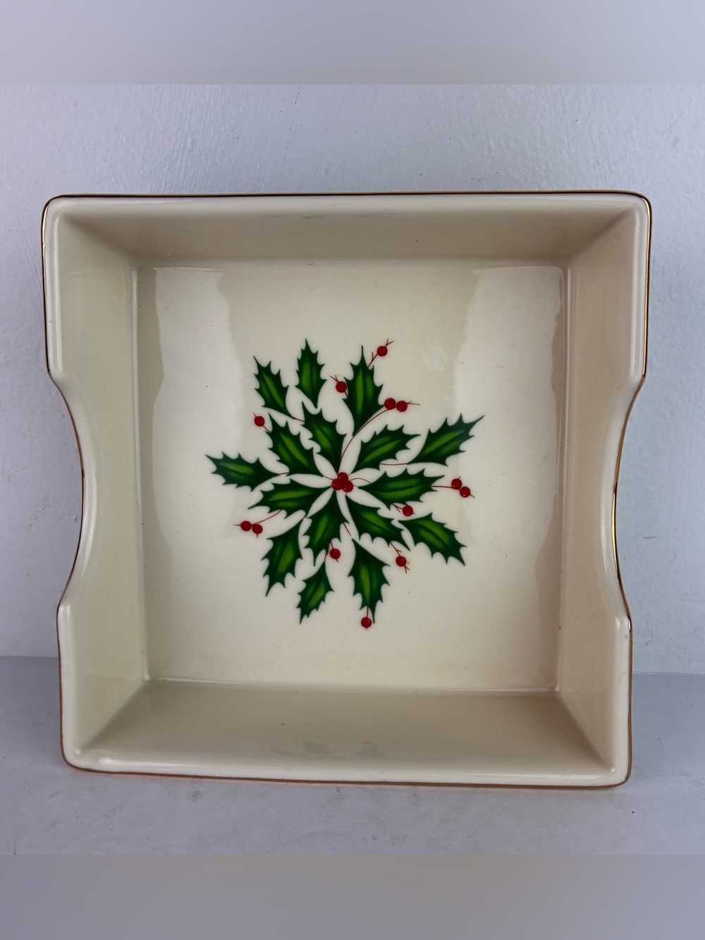 Lenox Holiday Dimension Christmas Holly Porcelain Napkin Holder